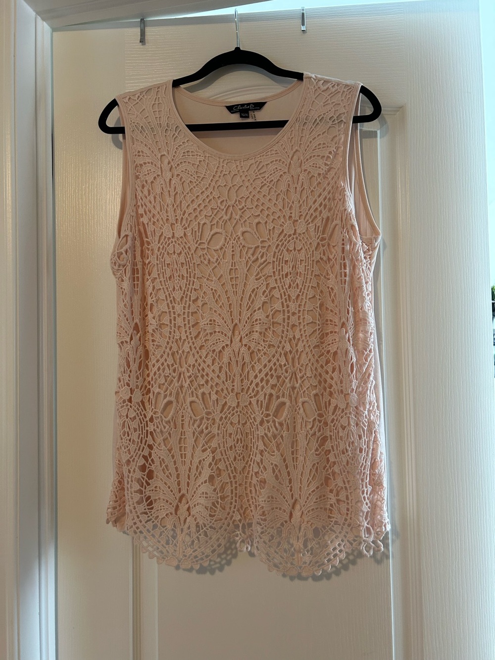 CHARLIE B Crochet Lace Sleeveless Tank - Blush